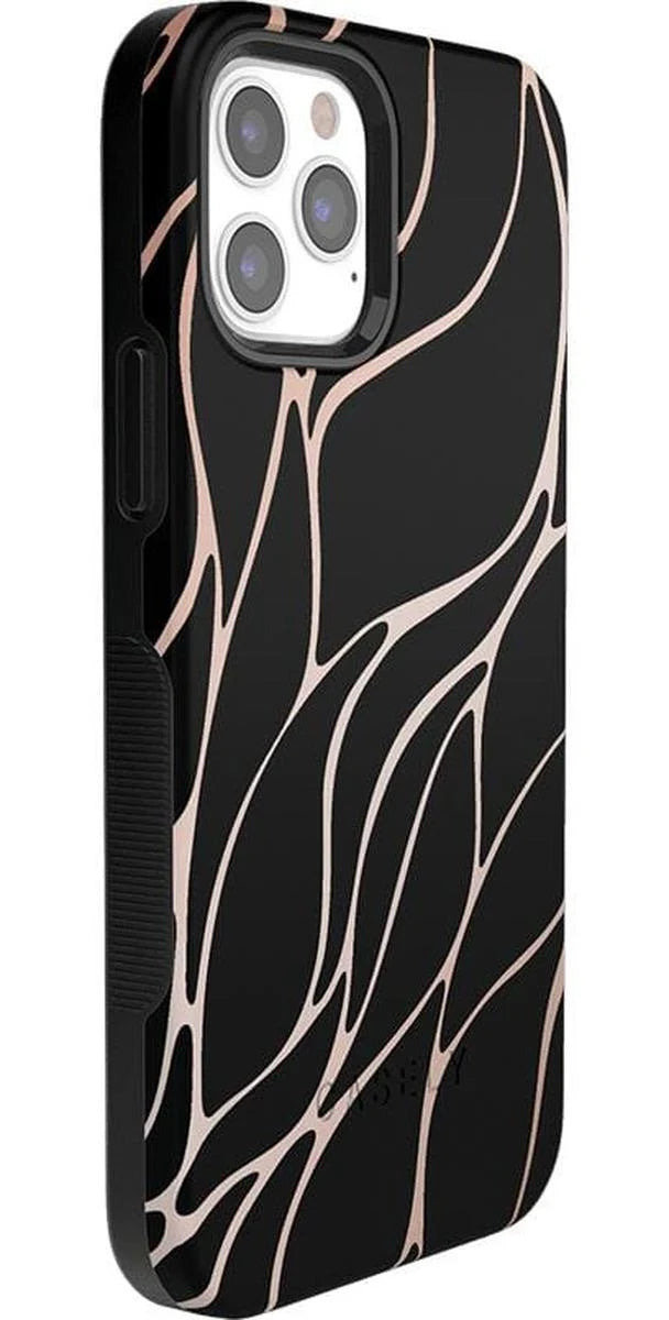 Midnight Ride | Black and Gold Metallic Waves Case