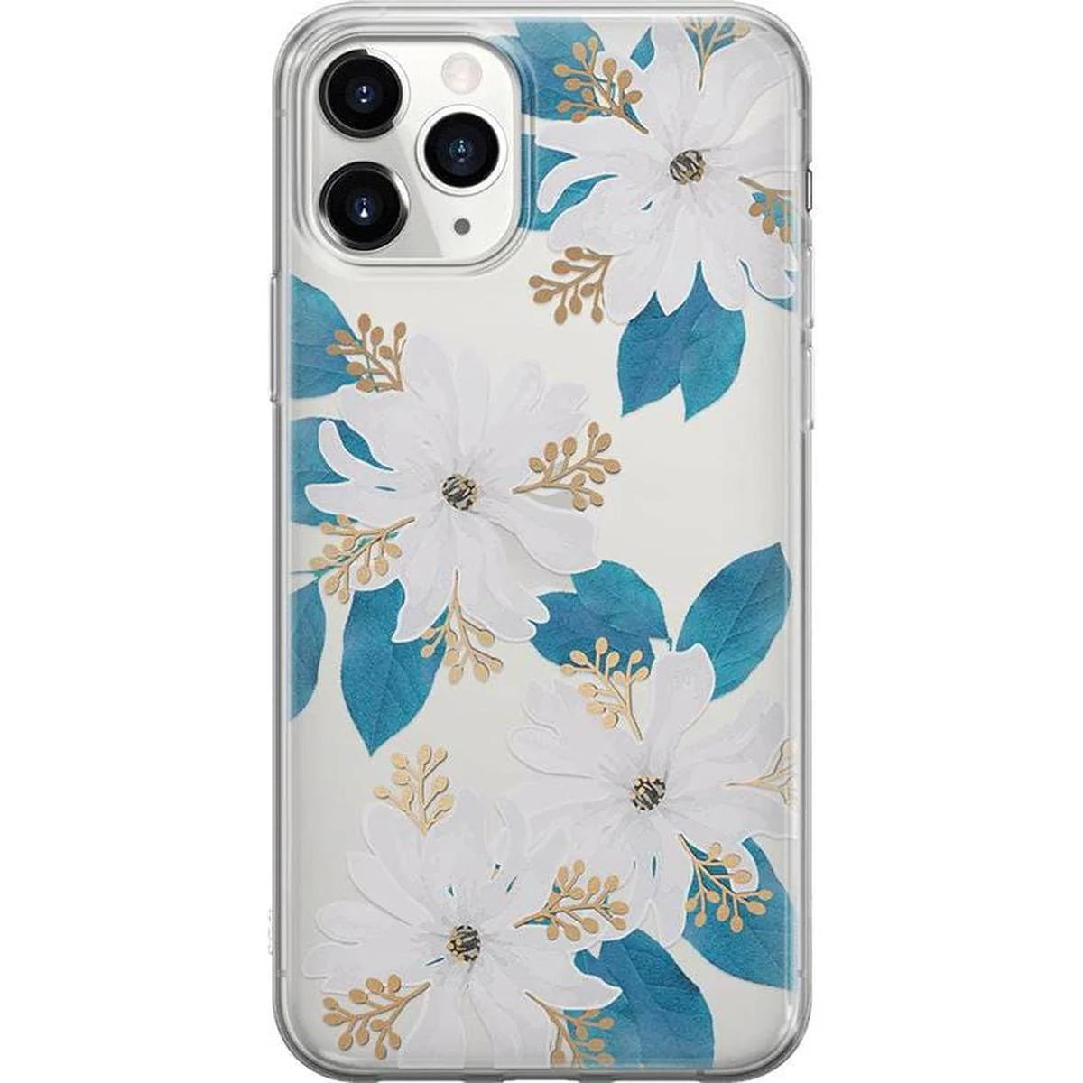 Forget Me Not | Blue and Gold Clear Floral Case