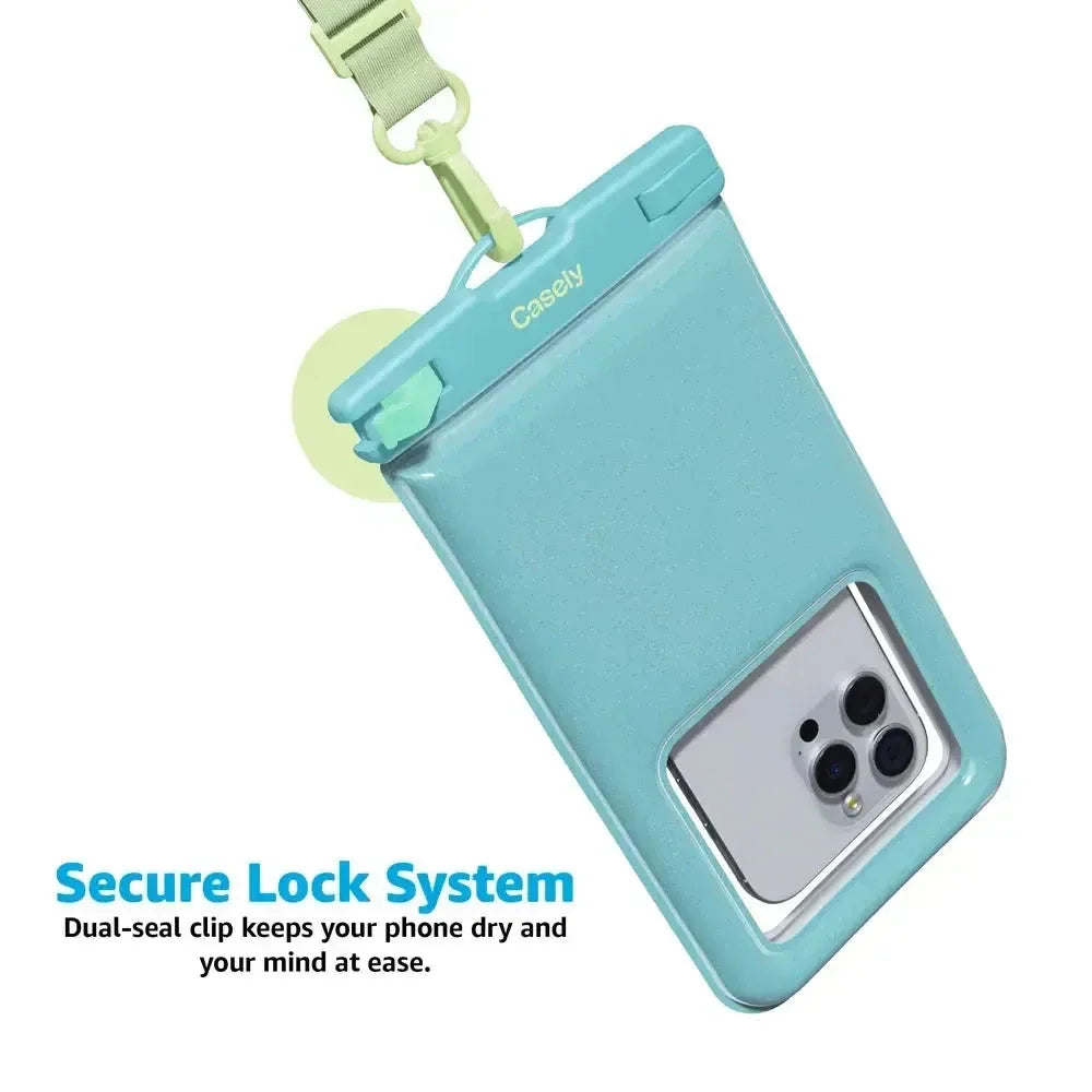 AquaBuddy | Aquamarine Ocean Blue Shimmer Waterproof Phone Pouch
