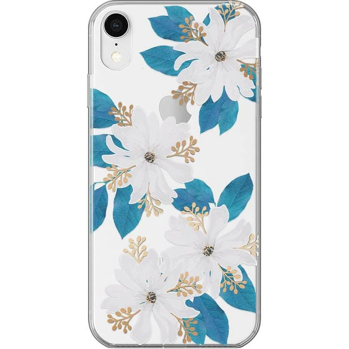 Forget Me Not | Blue and Gold Clear Floral Case