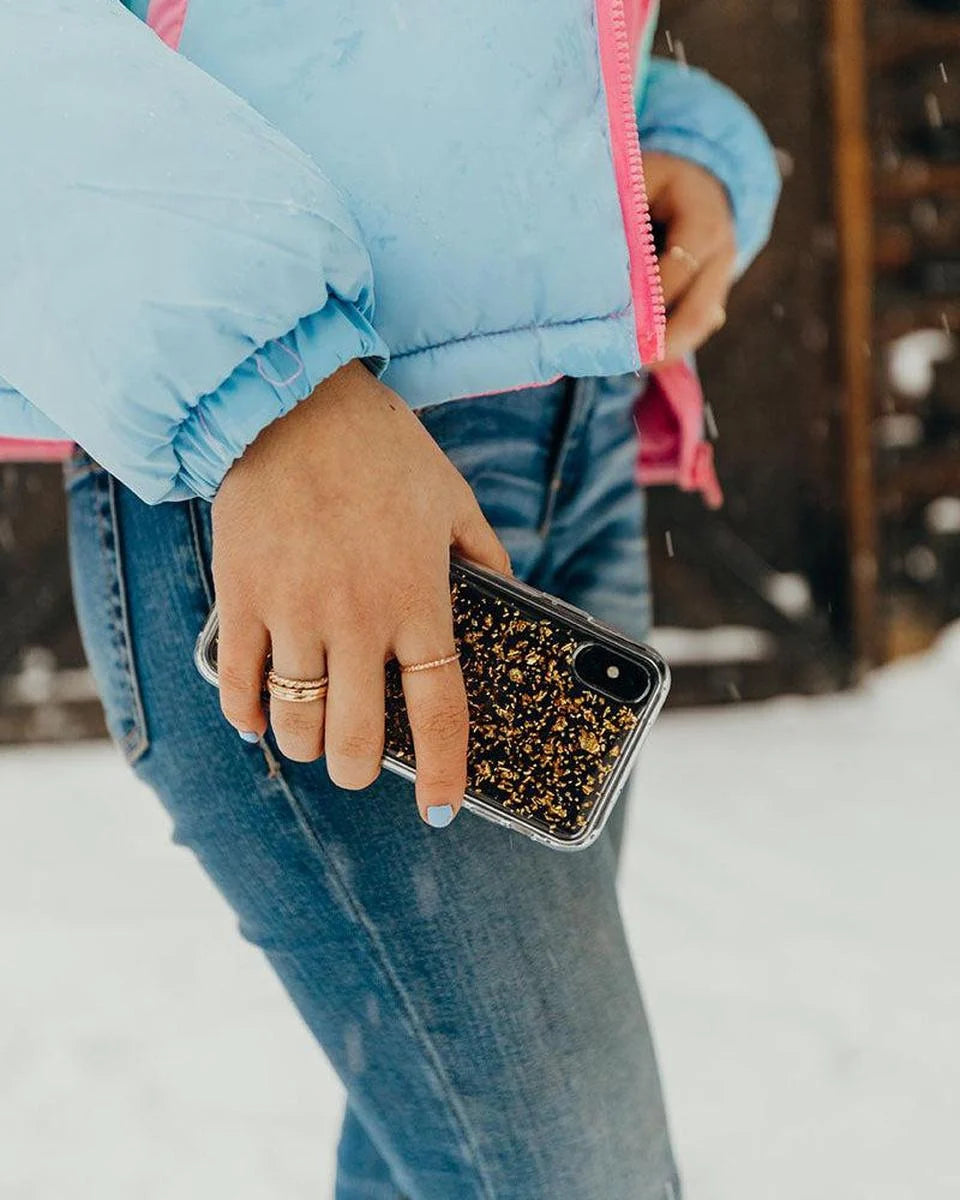 Morning Sparkle | Rose and Gold Flaked Clear Case