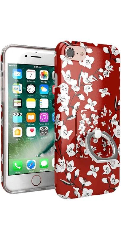 Floral Forest | Red Cherry Blossom Floral Phone Ring
